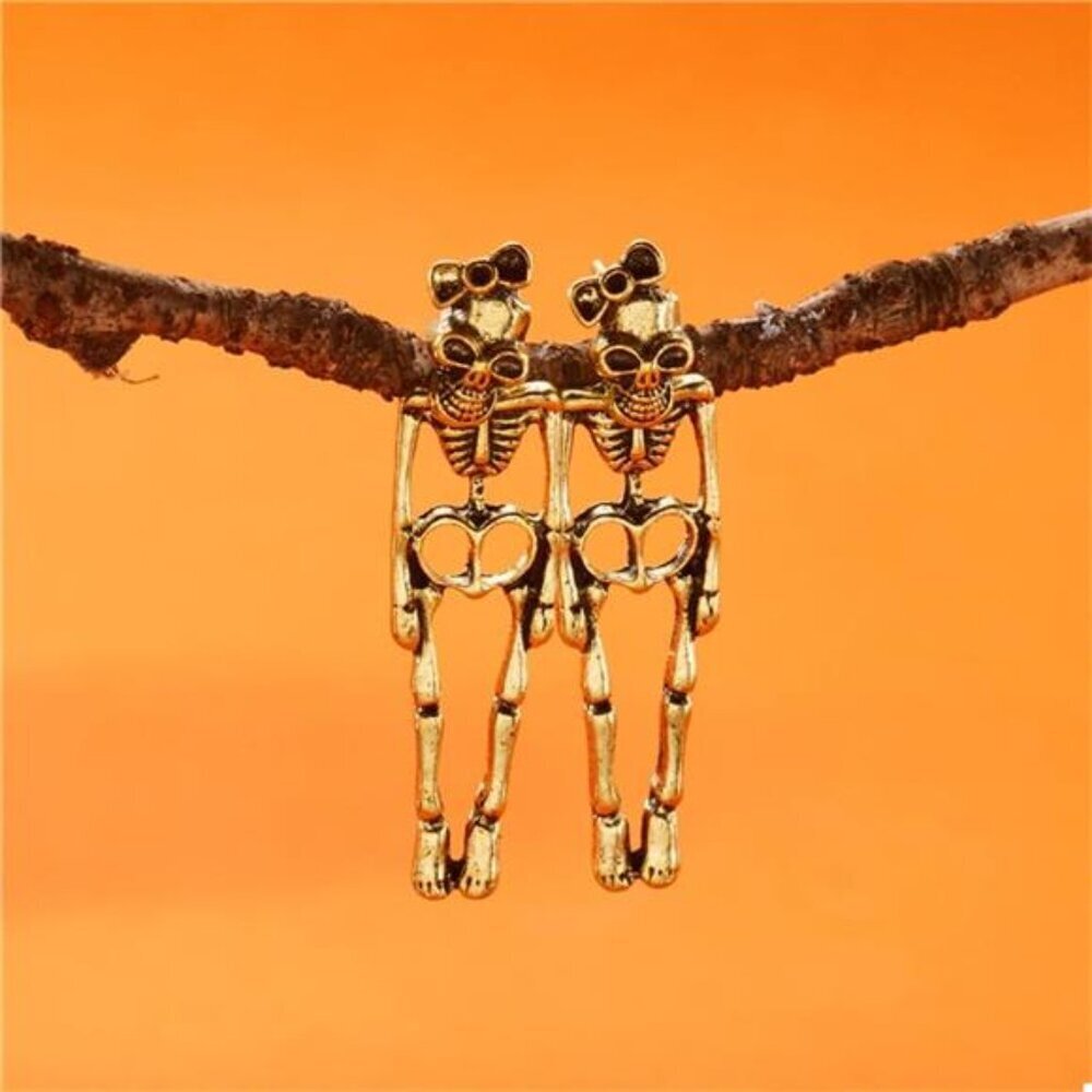 Halloween Skeleton Drop Earrings - Picture 3 of 11